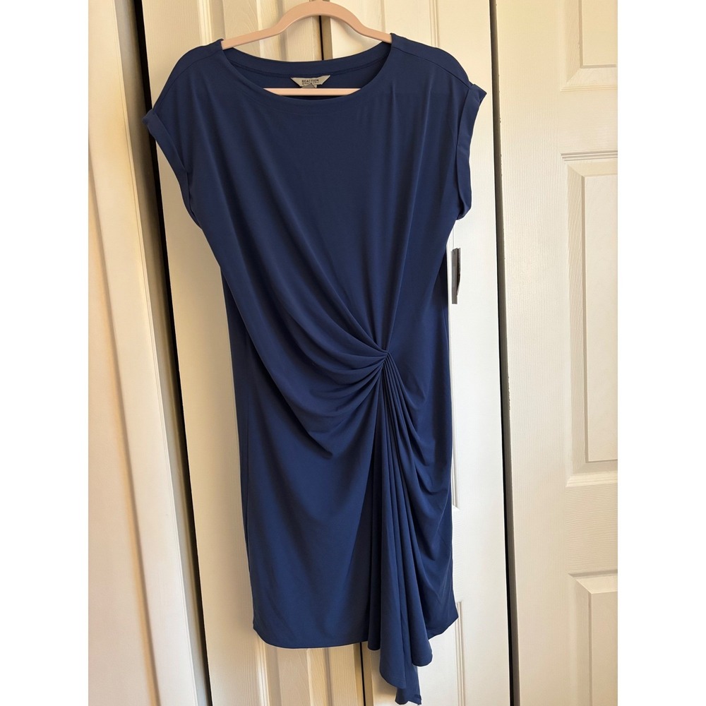 Kenneth Cole Reaction Ink Blue Draped Dress NWT Size S Gathered Front MSRP $89 - Picture 9 of 9